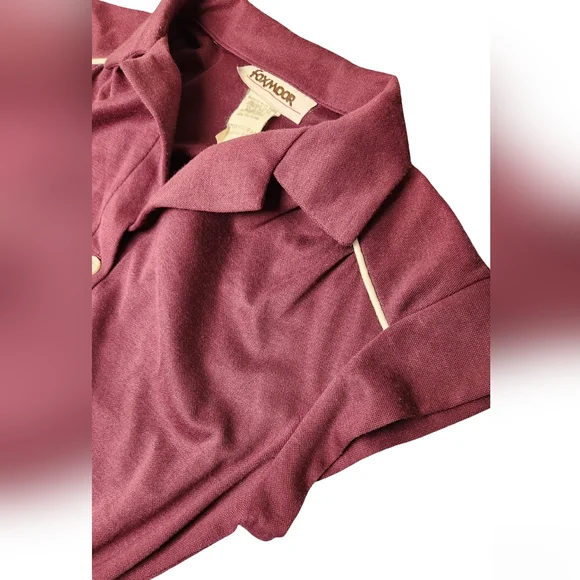 Vintage FoxMoor Women's Burgundy Preppy Polo Tennis Dress Cap Sleeves 70s Sz 3 - Picture 3 of 7